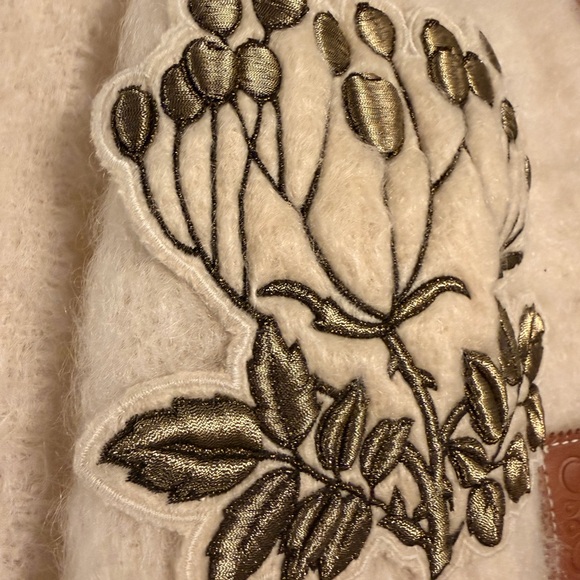 Loewe Cream Embroidered Fringe Scarf - Women Accessories - Picture 4 of 9